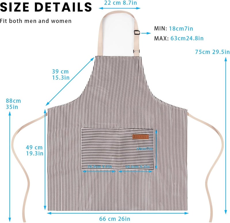 BeLuyi Adjustable Bib Apron with 2 Pockets Chef Cooking Kitchen Restaurant Aprons for Women Men - Image 2